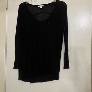 James Perse lightweight scoop neck black long sleeve knit shirt size 1 Small